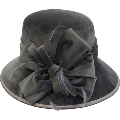 's Velvet Covered Fall Winter Dressy Church Wedding Bridal Dress Grey Hat  eb-72427774